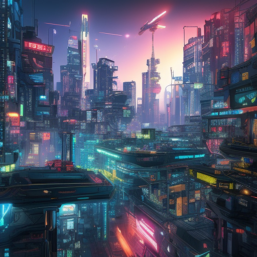 A cheerful transformer flies through space against the backdrop of planets. in cyberpunk style