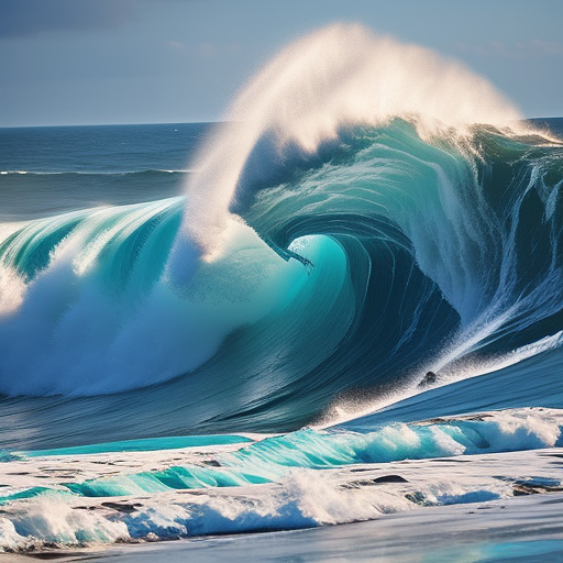 "coastal erosion with crashing ocean waves,  in custom style