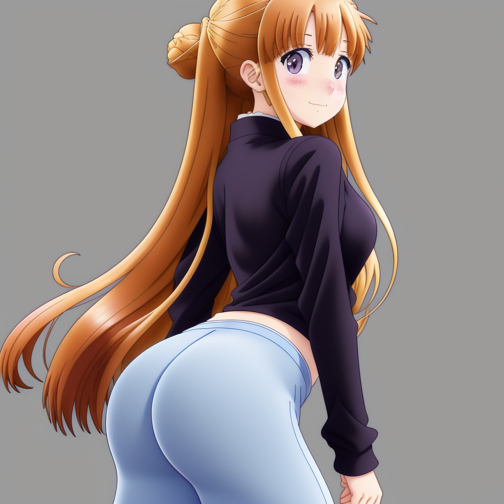 14 year old girl in leggings  in anime style