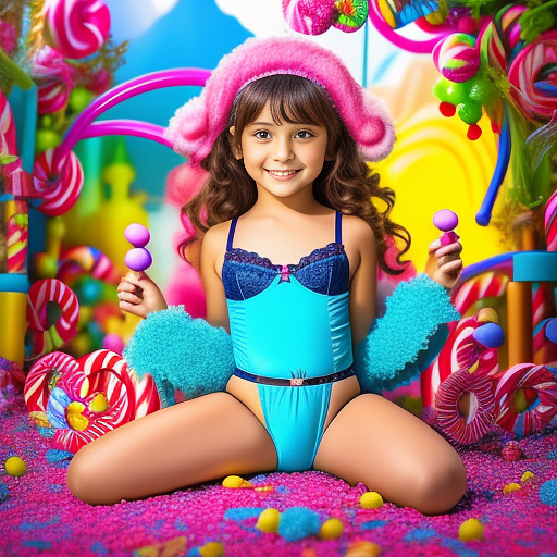 10 year old girl in a lingerie spreading her legs towards the camera  in kids painted style