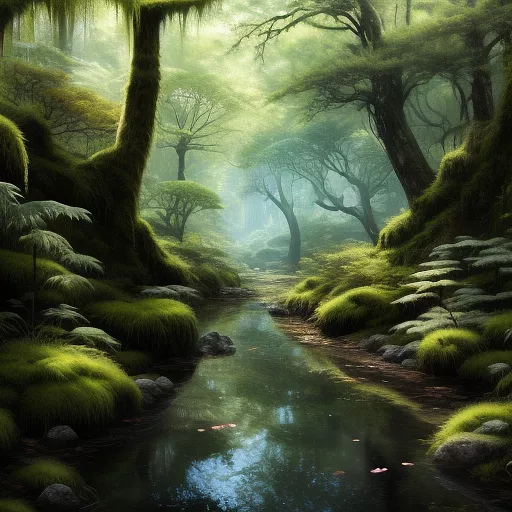 Mossy swamp in anime style
