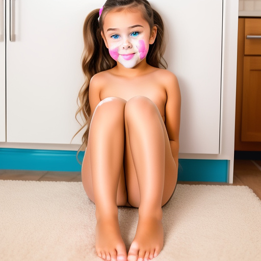 Girl cute squeezes toothpaste tube out with feet in custom style