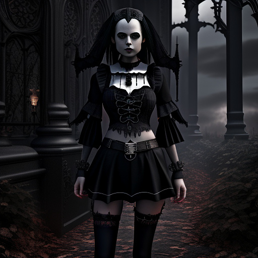 Vampire girl in mini skirt in gothic style
