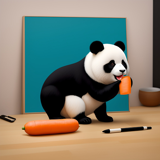 Draw a kunfu panda eating carrot in anime style