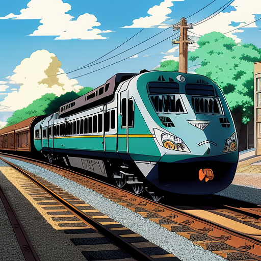 The shape of a cat like a train in anime style