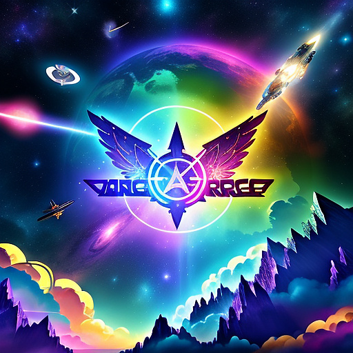 A cheerful transformer flies through space against the backdrop of planets. in angelcore style