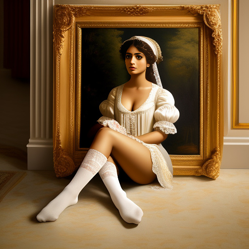  hot iranian girl with thin socks in rococo style