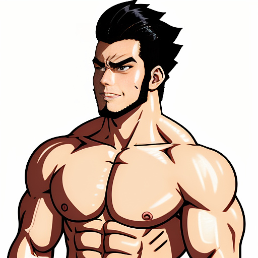 Muscle bara dude
pompadour
sideburns
hand-drawn in anime style