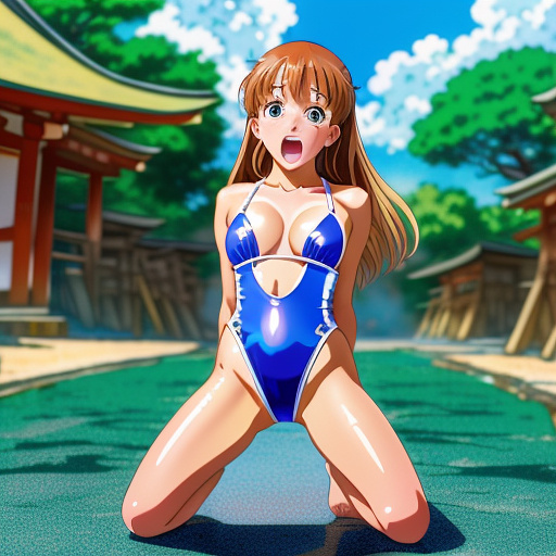 10 year old girl
tiny swimsuit
huge big boobs
kneeling
shiny swimsuit

yelling 
crying in anime style