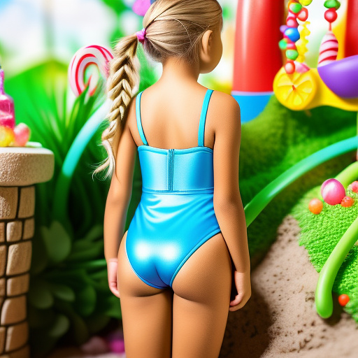 12 year old girl  nice exposed butt blonde hair swimsuit thong

 in kids painted style