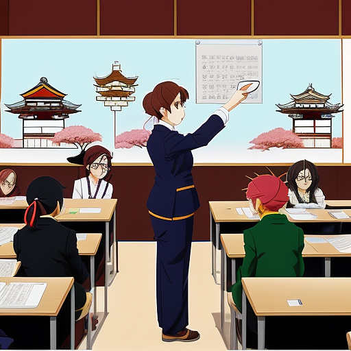 Teacher is teaching in class in iran
 in anime style