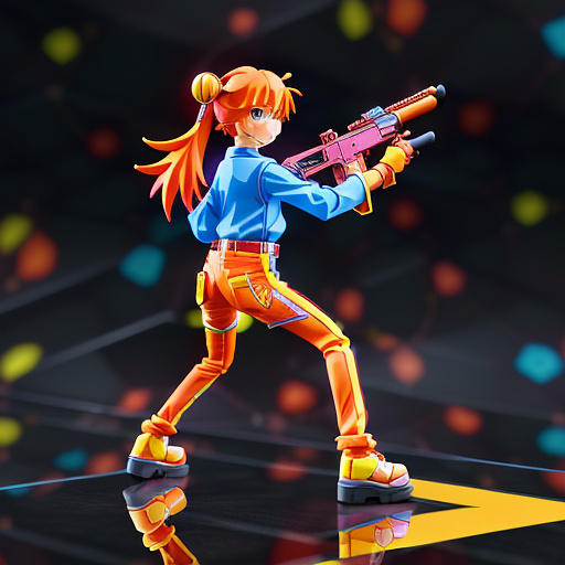 3d worker figurine vivid colors in anime style