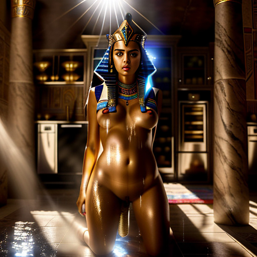 Ana d armas in the kitchen, she is naked,her pussy is wet ،a dildo is inside her pussy  in egypt style