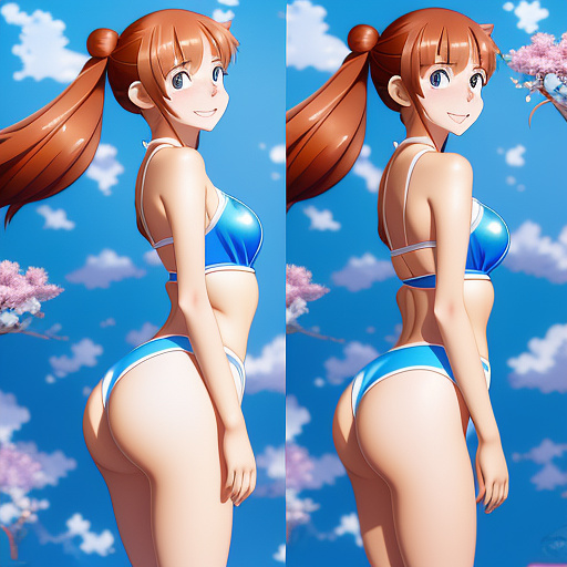 9 year old swimsuit bends over behind with her sexy gyat in anime style