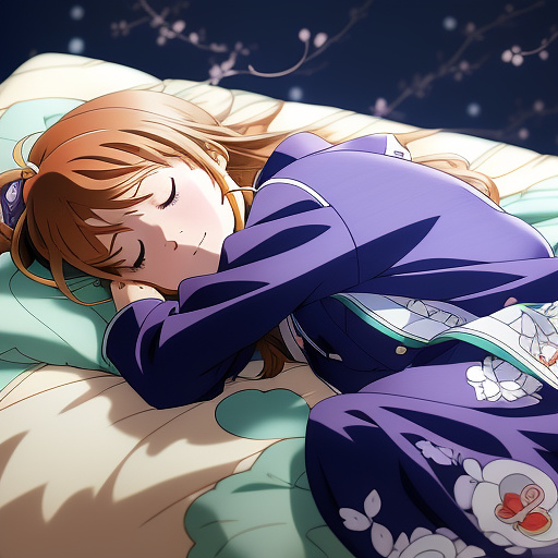 The girl is sleeping. in anime style