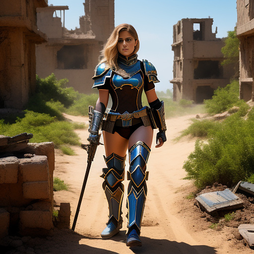 Kate mara in powered battle armor, painted and decorated as if a painted happy family scenes on it, warhammer 40k city ruins
 in disney painted style