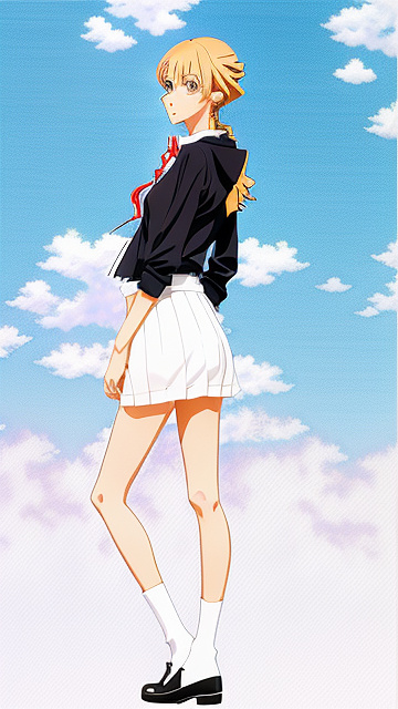 Super skinny tall girl full body in anime style