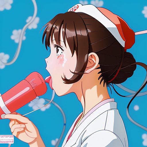 A nurse blow job in anime style