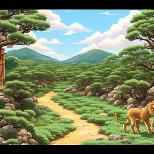 /imagine a cute lion cub named leo with bright eyes and soft paws, standing in the golden african savannah. other lion cubs are roaring loudly “roar!” while leo squeaks with a tiny “meep.” warm, colorful, child-friendly illustration, cartoon style, soft edges, vibrant colors, perfect for a picture book. in anime style