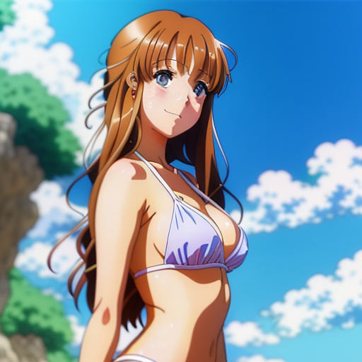 A girl in a tight bikini. in anime style