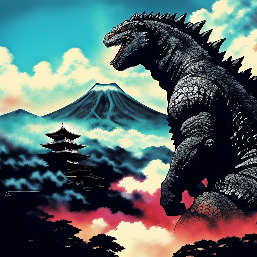 Godzilla in anime style