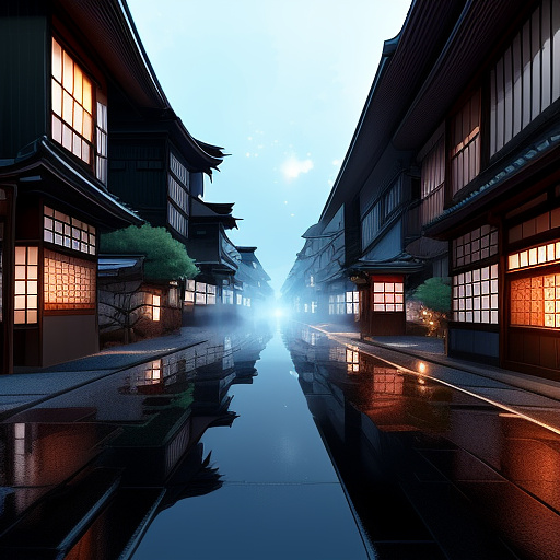 A foggy street at night with the lights on and a man bent over under one of the lights, looking for something on the ground. the size should be 16:9. it should be a cartoon style and vector. in anime style