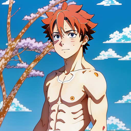 12 year old boy shirtless in anime style