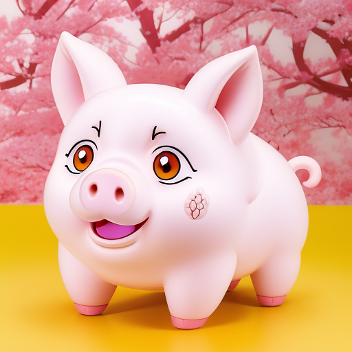  pig happy in anime style