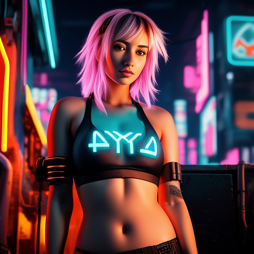 Ryona,belly stab in cyberpunk style