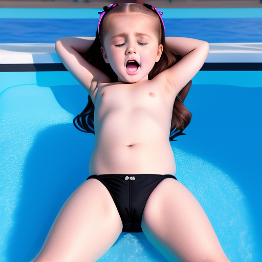 Realistic, 4-year-old meghan trainor, black bikini, touches inside on her front pussy, masturbates and moans with her eyes closed in custom style