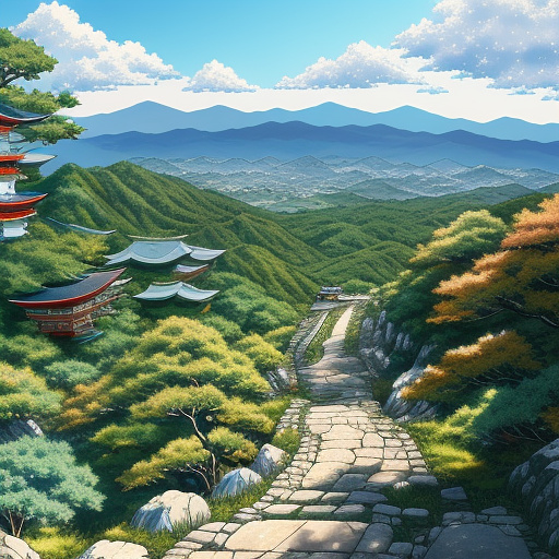 I want a pov from someone hiking lonely a mount  in anime style