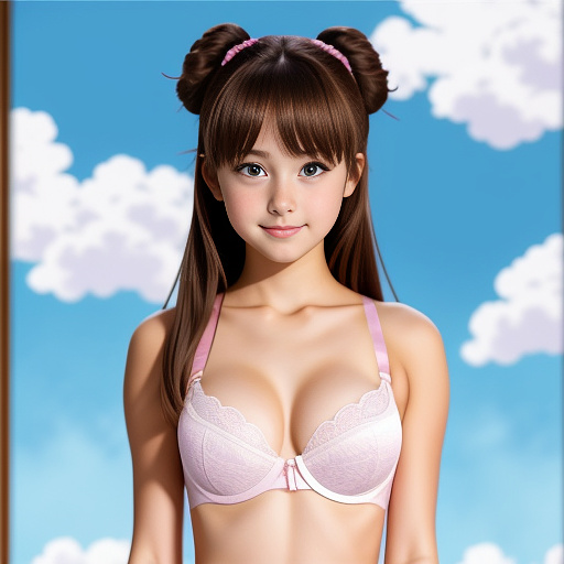 Chest 100 with a bra for a 12-year-old girl
 in anime style