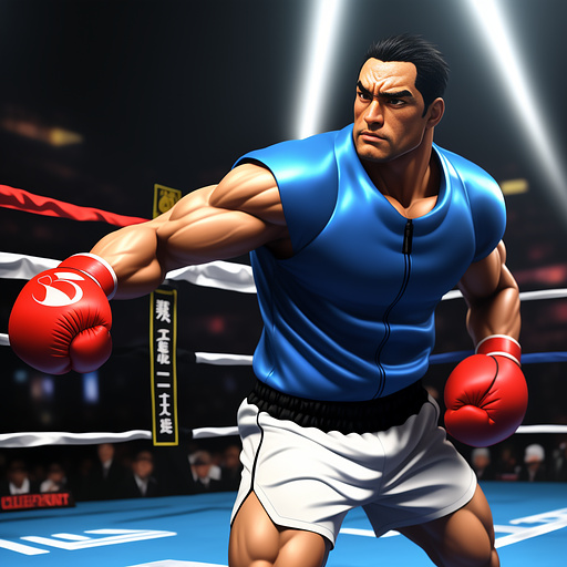 Boxing man in anime style