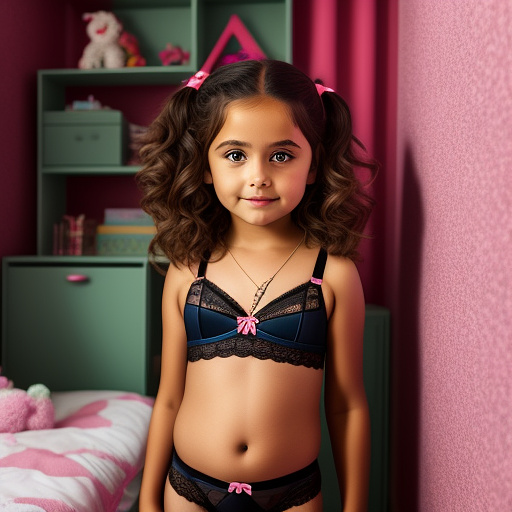 Unra realistically a 10 year old girl is in sexy lingerie in the children's room detailed in custom style