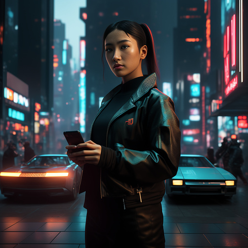 A beautiful portrait of a modern yang girl in the city garden, with iphone in her hand, she is doing internet serving, modern casual clothes, symmetrical, closeup, studio lighting.  armenian, hyperrealism, d&d, fantasy, intricate, modern, elegant, highly detailed, digital painting, artstation, octane render, 8k, concept art, matte, sharp focus, illustration, art by artgerm and greg rutkowski . telephone
 in cyberpunk style