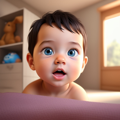 A newborn boy in disney 3d style