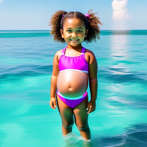 10 year old girl pregnant in a bathing suit  full body  in custom style