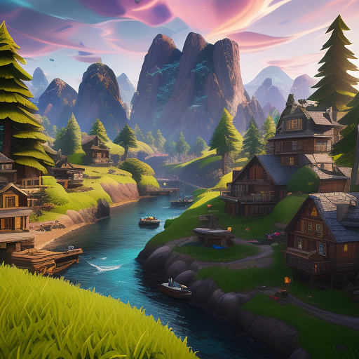 Fortnite characters interacting in a detailed scene with building structures, weapons, and additional elements in disney 3d style