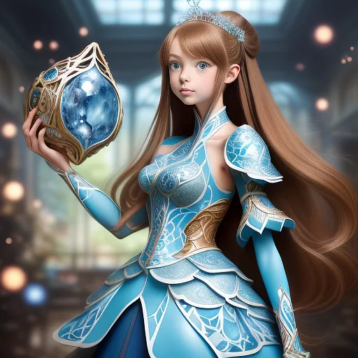 A princess with blue eyes,brown hair in anime style