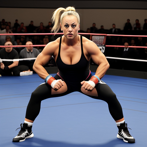 Kaley cuoco, wrestler, fighting stance in custom style