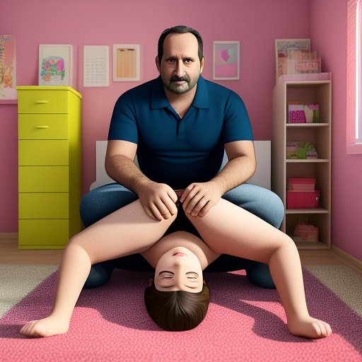 Ultra realistically a 9 year old girl and a 40 year old man in the children's room have sex in custom style