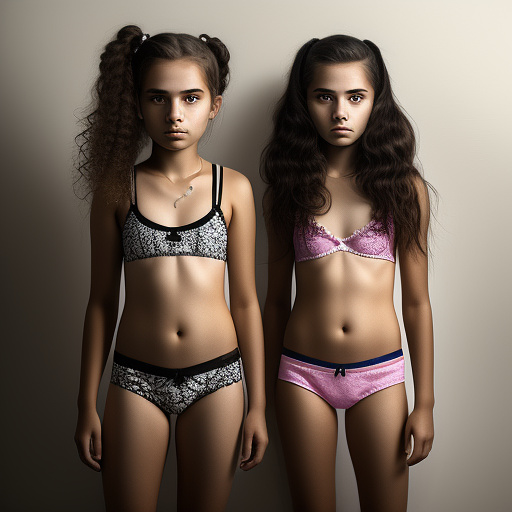 Ultra realistically 13 year old girls in broken underwear hyper detailed in custom style