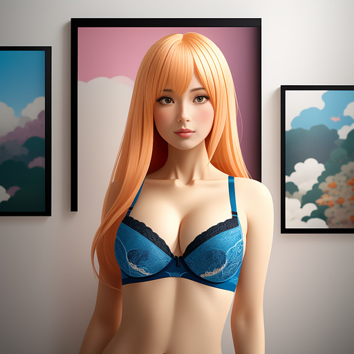 A woman with bra in anime style