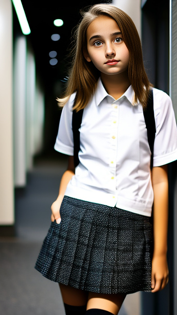 Girl, 14 years old, skirt, looking up the skirt in custom style