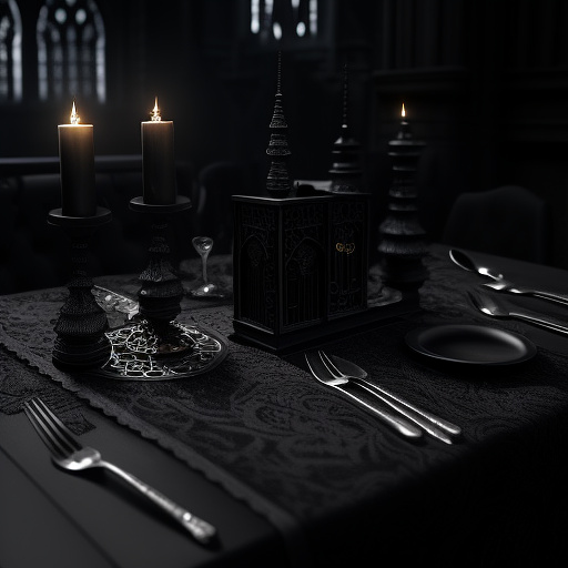 Verlaten scheepskamer met allemaal spullen en met een rekenmachine op de ttafel


 in gothic style