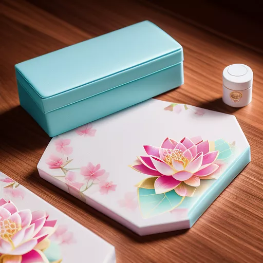 Lotus flower designe cosmetic kit packaging
 in anime style