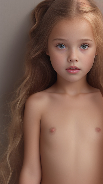 A 9-year-old naked girl is sucking another girl's breast. in custom style