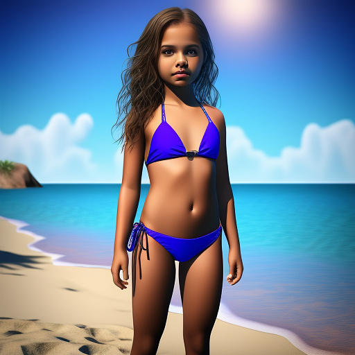 Tween girl , posing ,ultra realistic, bikini,  full body in custom style