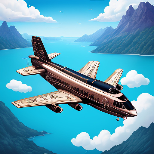 An airplane is flying. in disney painted style