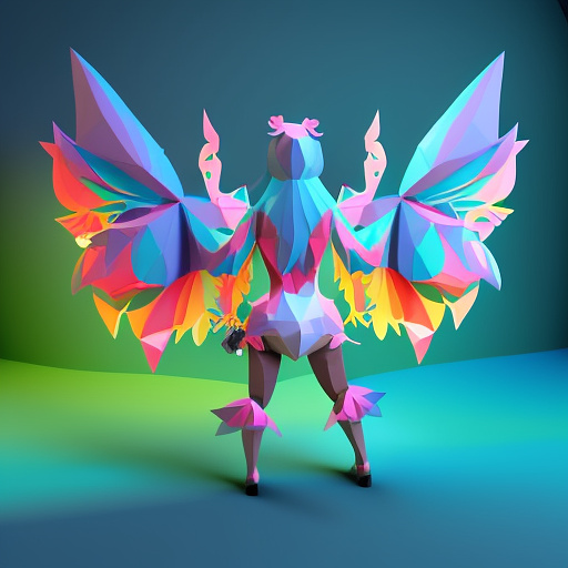 Youtube with big fairy wings in low poly style
